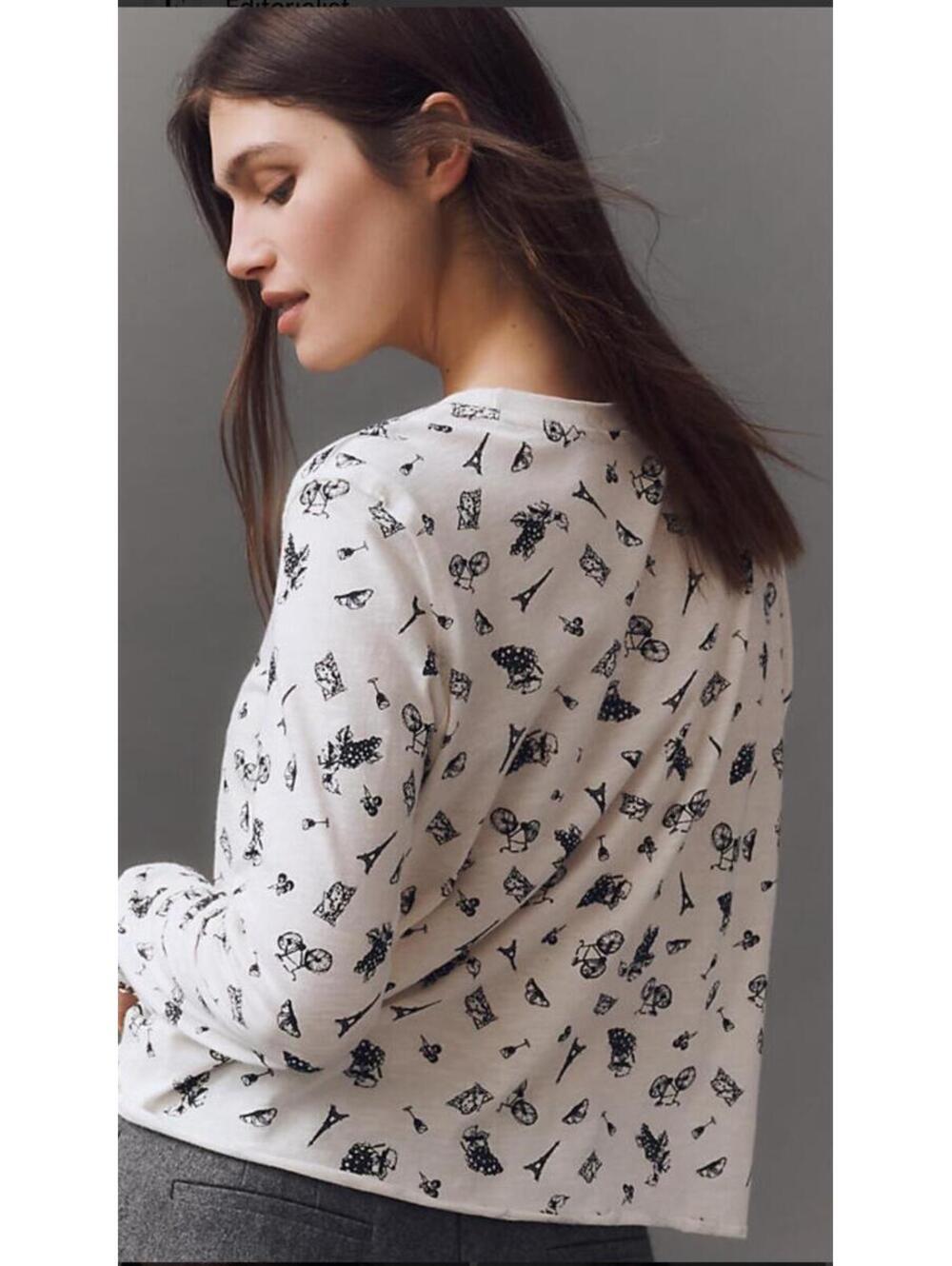 NWOT Maeve Caitlin Boxy Fit Tshirt Paris Theme size M